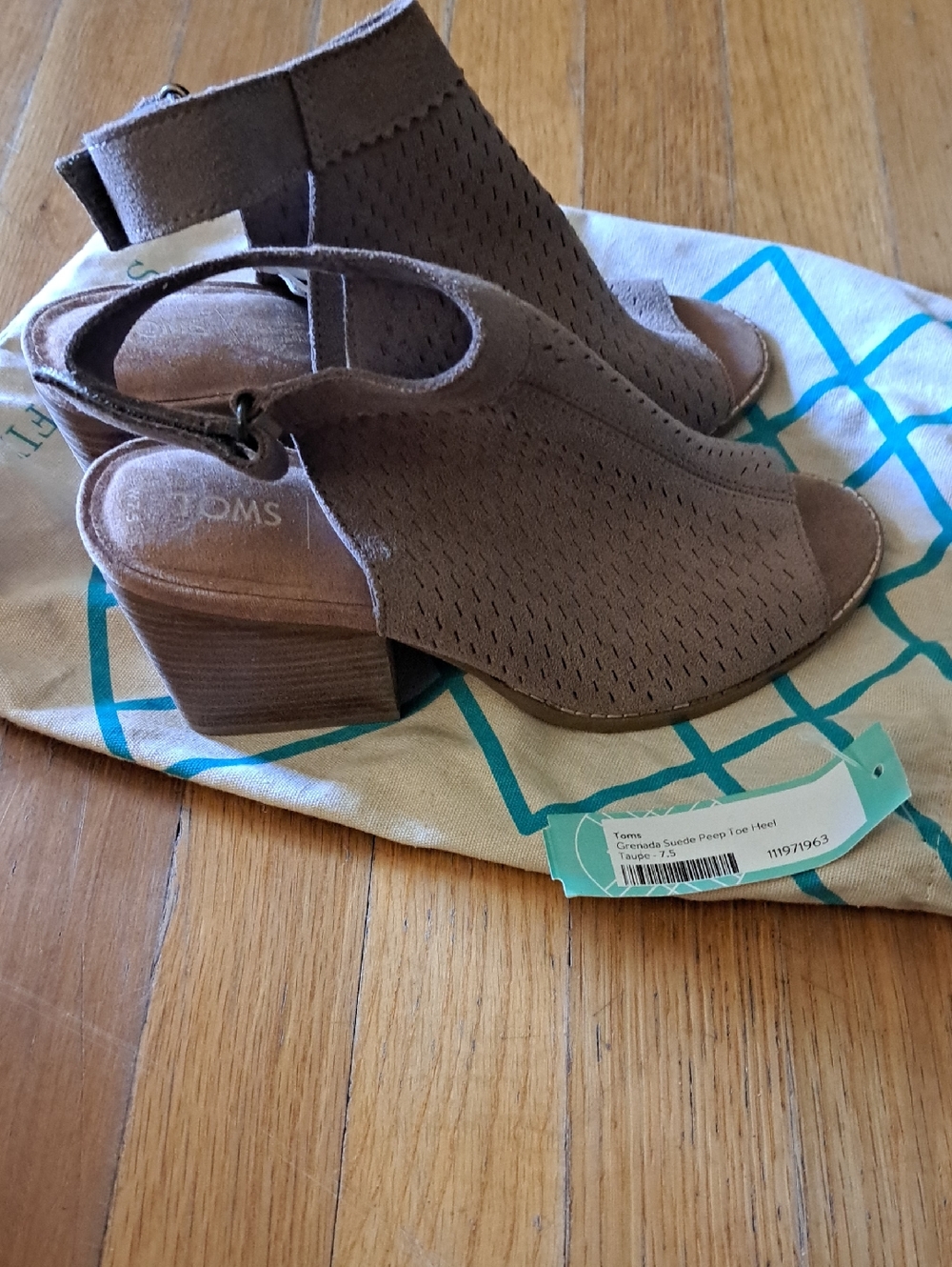 Taupe Suede Peep Toe Heel - Women